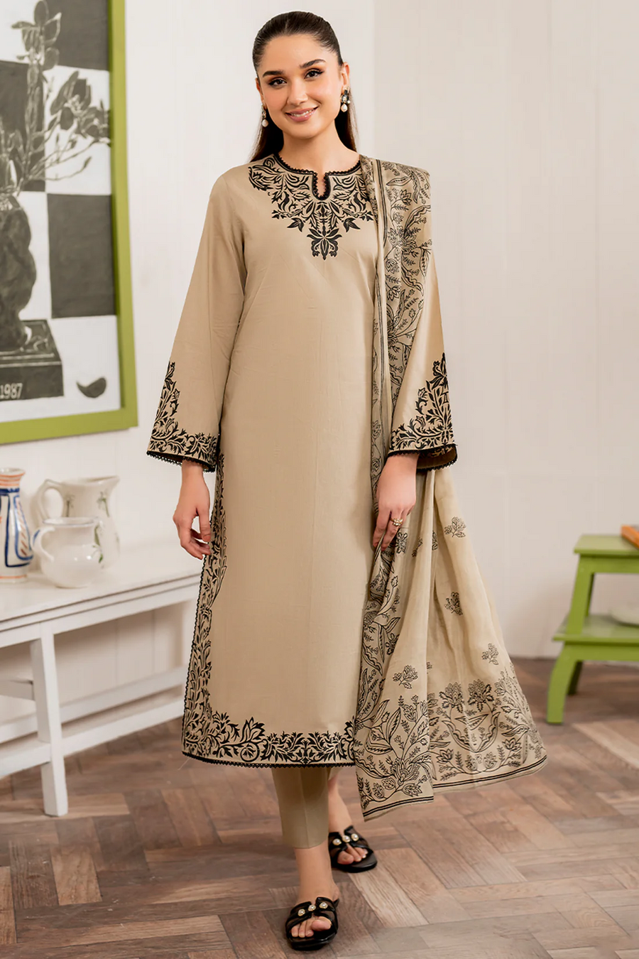 MASHA 3-PC EMBROIDERED LAWN