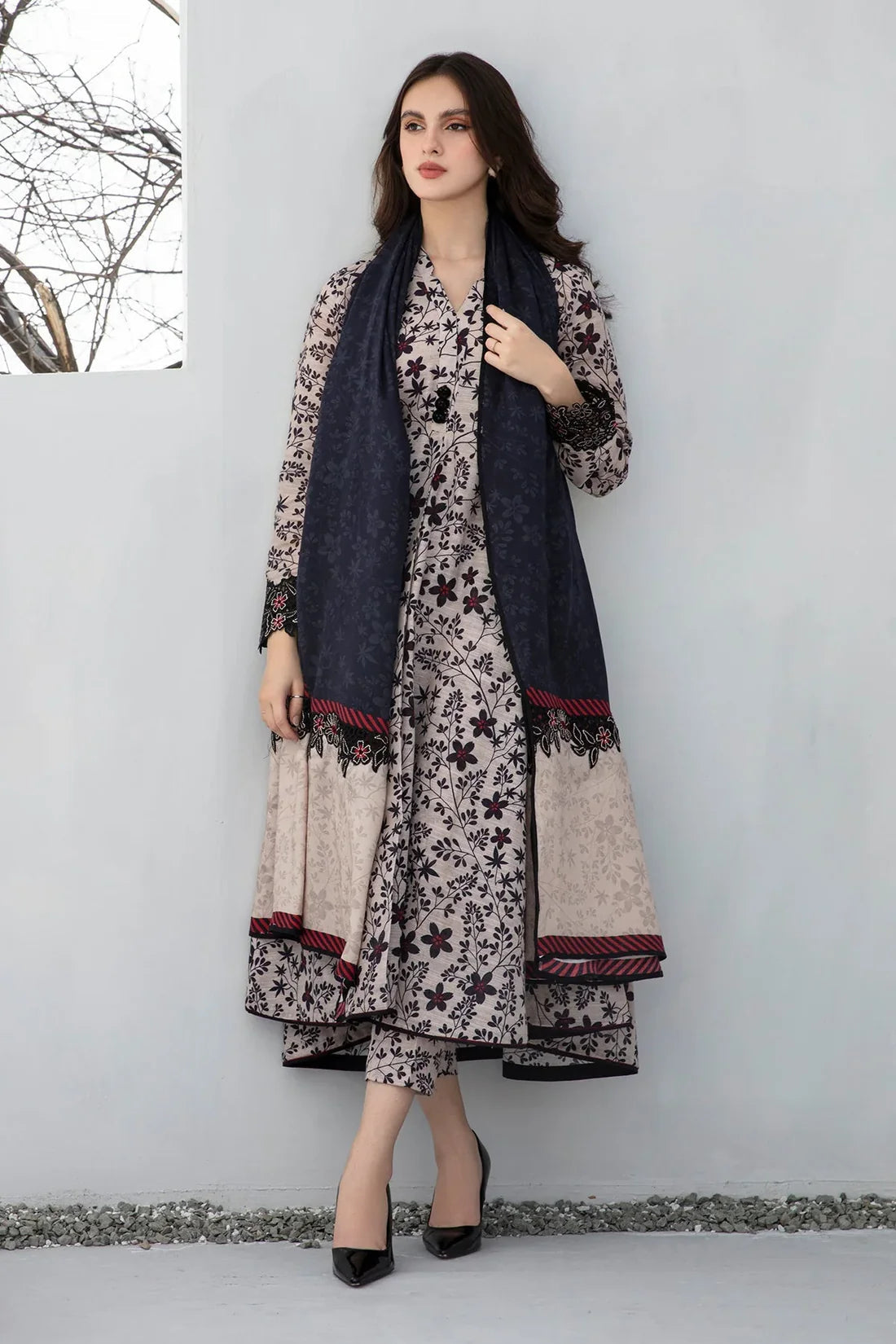 3PCS MASHA PRINTED SHIRT WITH LAWN PRINTED DUAPTTA AND TROUSER SUMMER Collection ULM-802