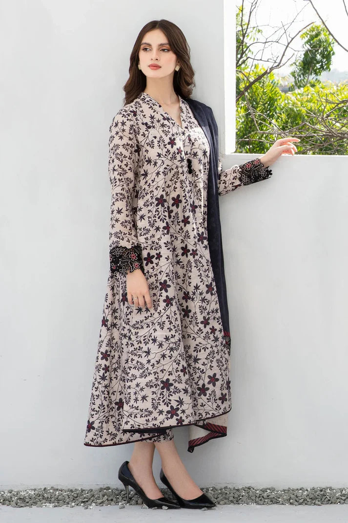 3PCS MASHA PRINTED SHIRT WITH LAWN PRINTED DUAPTTA AND TROUSER SUMMER Collection ULM-802