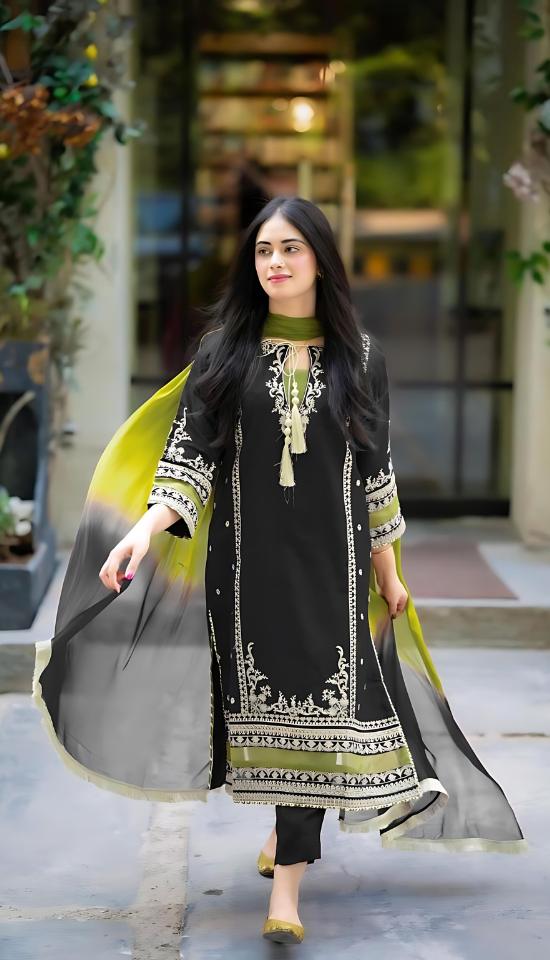 MASHA-3PC LAWN EMBROIDERED SHIRT WITH TYE & DYE CHIFFON DUPATTA AND TROUSER